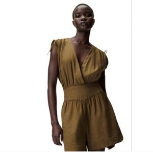 NWOT Zara Linen Blend Khaki Brown Romper
